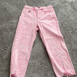 Wild Fable Pink Straight Jeans Super Distressed Ankle